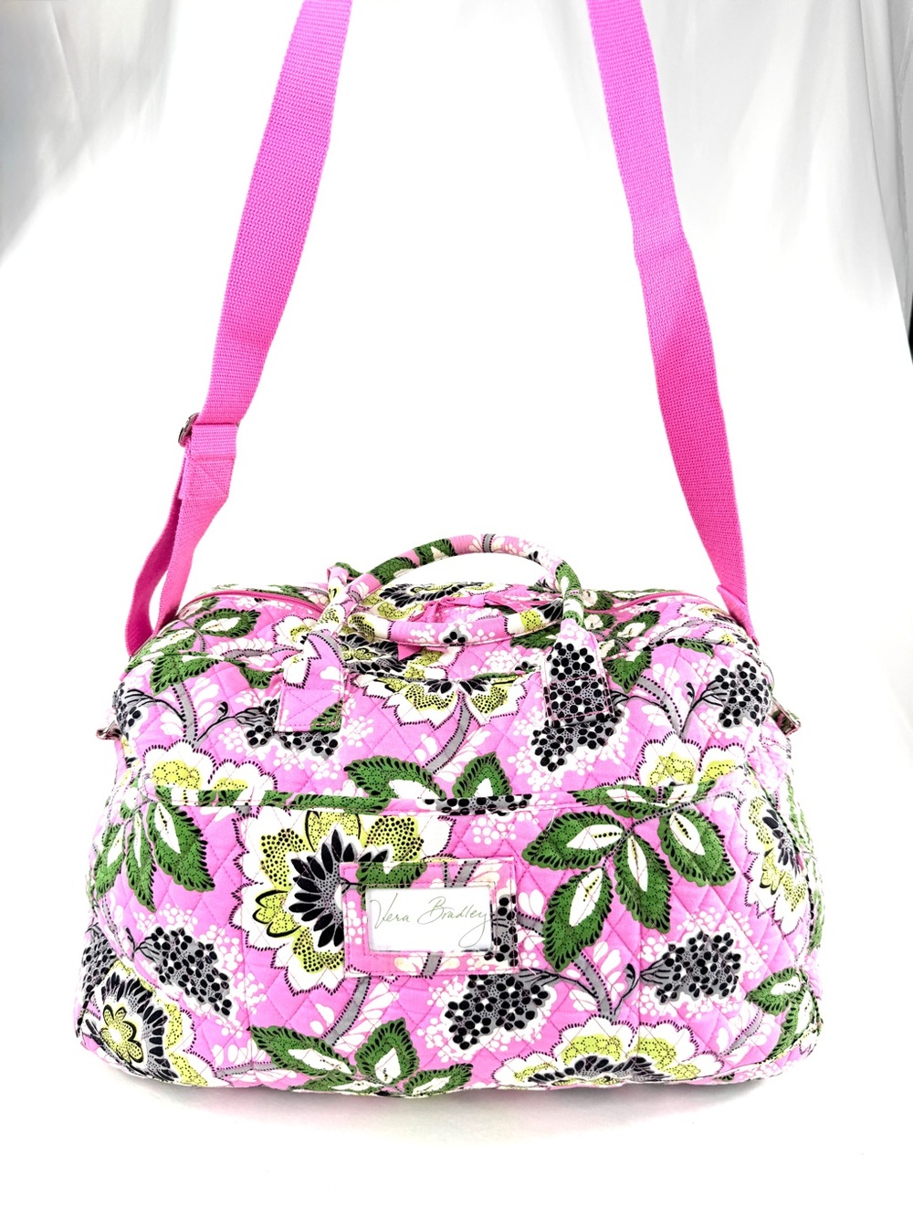 Vera Bradley Priscilla Pink Floral Quilted Extra Large Duffle Bag Travel